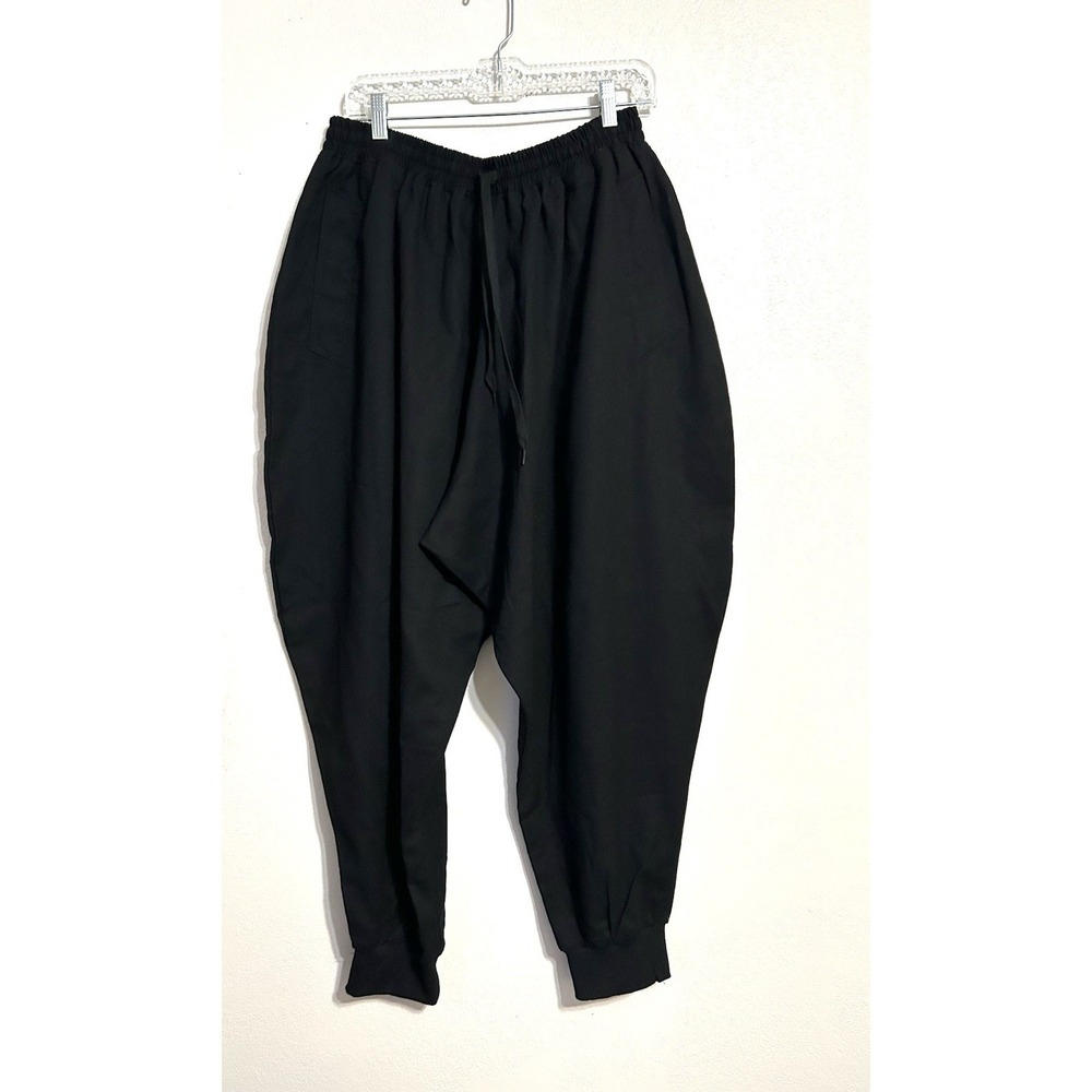 Onttno Men's Harem Pants Loose Elastic Waist Casual Black NWT One Size Linen